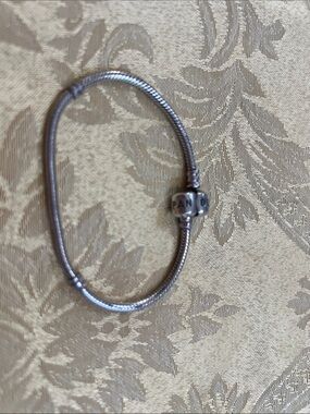 Retired Pandora Moments Sterling Silver Snake Chain Bracelet  with barrel clasp
